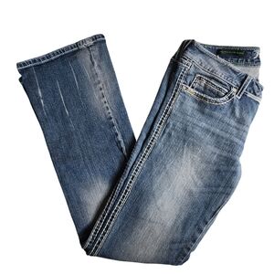 Rock 47 by Wrangler Ultra Low Rise Bootcut Jeans Size 1/2 x 32 Embellished Y2K